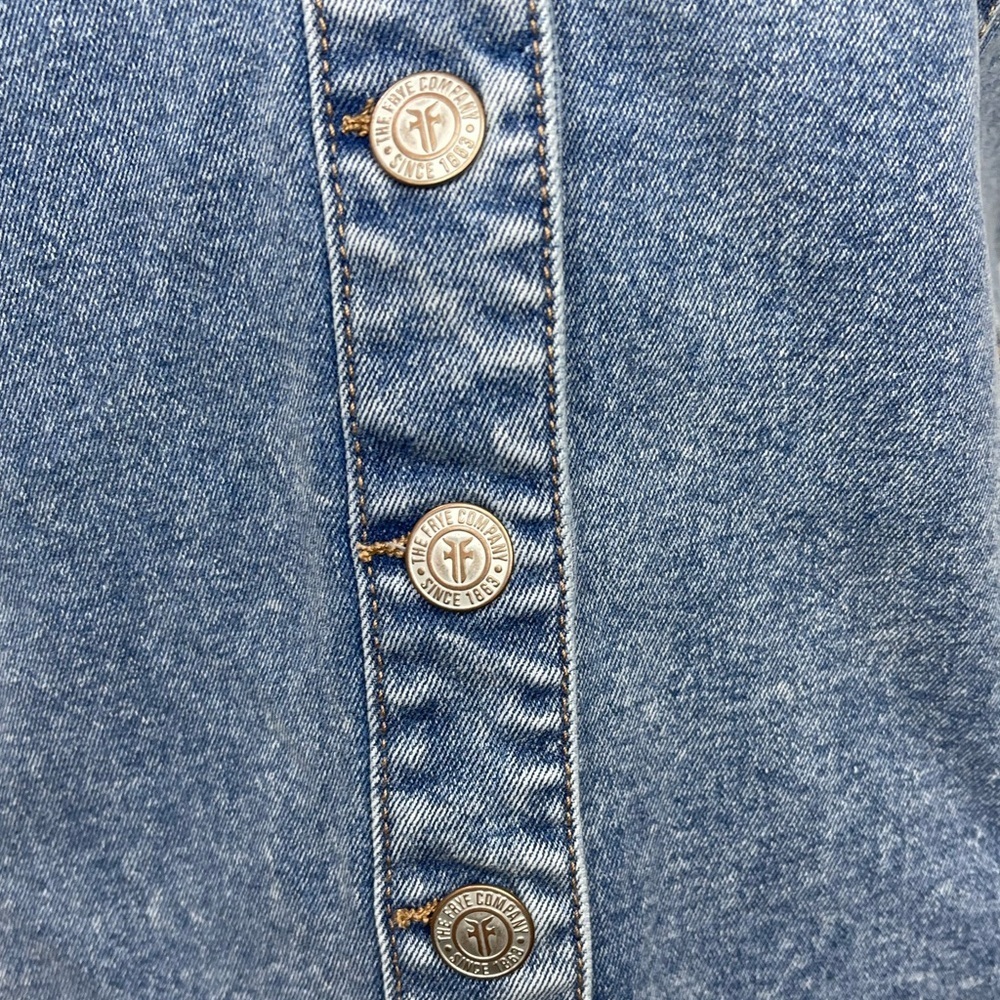 NWT Frye Denim Button Front Mini Dress Sleeveless Western Coastal Festival XLg - Picture 9 of 15